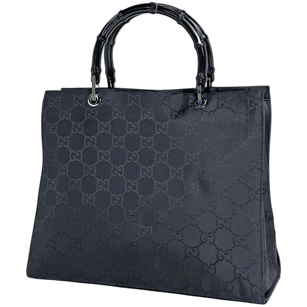 Gucci Bamboo Tote Bag GG Black